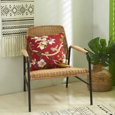 Image of Premium Quality Polyester Cotton Flower Pattern Printing Cushion Cover 45x45CM