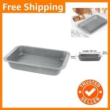 Image of Decorative Grey Marble Non-Stick Baking Pan - 36cm Roasting Tin for All Dishes