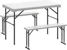 Image of Outsunny 3 Piece 4ft Folding Picnic Table and Bench Set, Portable HDPE Camping