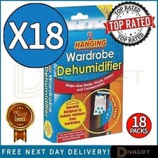 Image of 18 x HANGING WARDROBE DEHUMIDIFIER BAGS CONDENSATION MOULD MILDEW DAMP FOR HOME