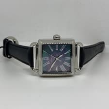Image of LINKS OF LONDON Driver Silver Square Analogue Black Strap Watch NEW RRP635