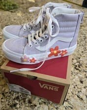 Image of Vans SK8 Zip HighTop Sneakers Little Girl 11 Floral Pastel Flower Shoes NEW NIB