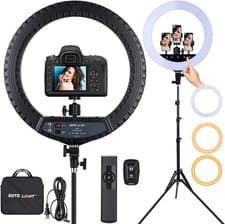 Image of 21 Inch LED Ring Light with Tripod Stand, Large Selfie Ring Light with Touch Pan