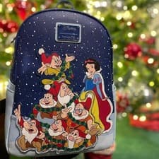 Image of Loungefly Disney Snow White and the Seven Dwarfs Christmas Scene Backpack