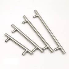 Image of Brushed Nickel effect Stainless Steel Tee Bar Strong Kitchen Unit Door Handles