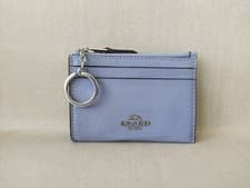 Image of Coach Mini Skinny ID zip Card Case in cross grain leather GLOBAL SHIPPING T 9138