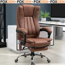Image of Brown Executive Office Chair Faux Leather Massage Armrest High Back Swivel Chair