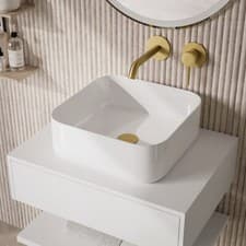 Image of Modern Elegant White Square Counter Top Basin Shell 360mm