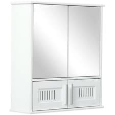 Image of kleankin Bathroom Mirror Cabinet Wall Mount Storage Unit Double Doors, White