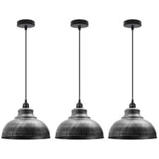 Image of Vintage Industrial Ceiling Pendant Light Metal Dome Shade Retro Lamp 3 Pack