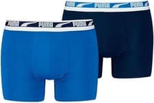 Image of PUMA Men's Everyday Multi Logo Boxer Shorts 2 Pack Blue Size M Cotton Stretch
