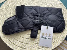 Image of Barbour Quilted Dog Coat Navy, Size XS