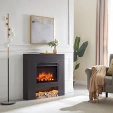 Image of Electric Fireplace Suite LED Flame Remote Control Heater Freestanding Oak Effect