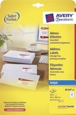 Image of Avery labels J8160-25 Instant dry inkjet labels, 21/sheet, 25 shts/pk 525 total