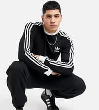 Image of ADIDAS ORIGINALS CALIFORNIA TREFOIL LONG SLEEVE BLACK MEN'S T-SHIRT SIZE L