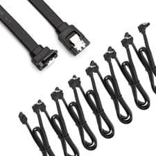 Image of 12-Pack SATA Data Cable 90 Degree Right Angle SATA III 6.0 Gbps Cable Black with