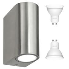 Image of 6W LED Coloured Steel or Matt Black Up Down Garden Outdoor Wall Light IP44 23/24
