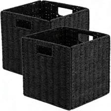 Image of Set of 2 Storage Baskets Foldable Cube Storage Baskets Bins with Handles UK