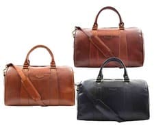 Image of Overhead Cabin Flight Travel Bags Real Leather Large Size Holdall Duffle Bag