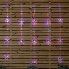 Image of 390 LED 1.3m x 1.2m Premier Christmas Snowflake Curtain Lights in Rainbow