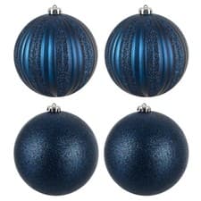 Image of 4 Extra Large 15cm Christmas Baubles Matt Glitter Shatterproof Tree Decor New