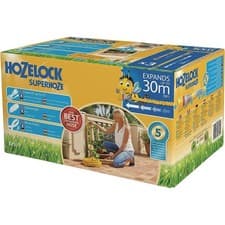 Image of Hozelock Superhoze 30m Expanding Flexible Garden Hose Pipe with Fittings