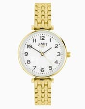 Image of Limit 30mm Womens Round Gold Analogue Watch with Gold Bracelet RRP £29.99