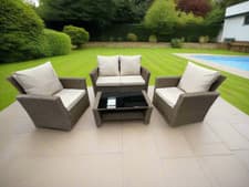 Image of GSD Rattan Garden Furniture 4 Piece Patio Set Table Chairs Grey Black or Brown