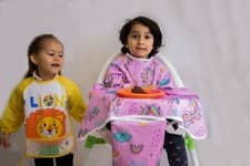Image of baby bib coverall, full Sleeve, wipe clean, waterproof with Free Sleeve Bib.