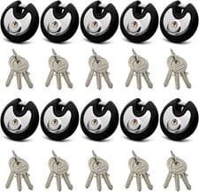 Image of 1-10x High Security Stainless Steel Disc Padlock Round Rustproof Shackle Padlock