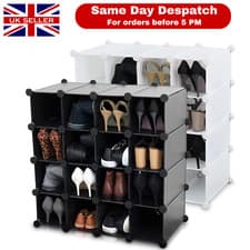 Image of AMOS Interlocking 16 Pair Cube Shoe Storage Rack Compartment Shelf Organiser Box