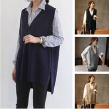 Image of Women Knitted Vest Gilet V Neck Tank Top Waistcoat Sleeveless Jumper Sweater