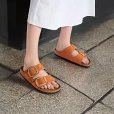 Image of Womens Brown Sandals Birkenstock Arizona Big Buckle Pecan Narrow Fit Size 3.5 36