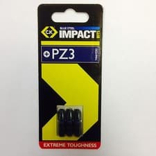 Image of CK PZ3 Impact Bit Screwdriver 1/4" Blue Steel 25mm T4560 PZ3D Pozi Drill Pack 3