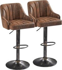 Image of Bar Stools Set of 2, Adjustable Bar Stools Counter Height Barstools with Back ,