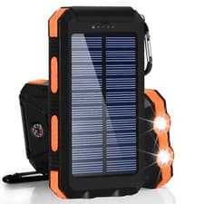 Image of Fast Charging 20000 mAh Solar Power Bank with Dual USB Ports & Flashlights