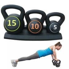 Image of Kettlebell 3 Piece Home Gym Equipment Weight Lifting Arm Trainer Equipment