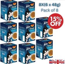 Image of Felix Soup Cat Food Fish Selection 6 x 48g (Pack of 8) 48 pouches Saver Pack UK