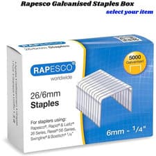 Image of Rapesco Galvanised Staples Box High Quality Steel Wire Galvanised Finish Easy UK