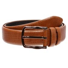 Image of Men's Croco Print Feather Edged Leather Dress Belt