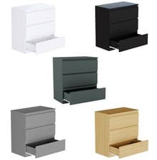 Image of Vida Designs Denver 3 Drawer Chest of Drawers Storage Cabinet Bedroom Furniture