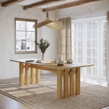 Image of Large Solid Oak Rectangular Dining Table - 240cm - Seats 6 - 8 - Roe RRE001