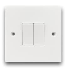 Image of Light Switch 2Gang 2way Single/Double 10AX White Plastic