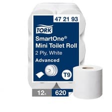 Image of Tork T9 SmartOne Mini Toilet Roll 2-Ply 620 Sheets (Pack of 12) 472193