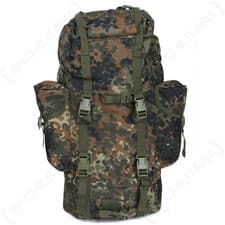 Image of German Army Style Flecktarn 65L Rucksack - Military Backpack Bag Cadets Hiking