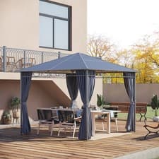 Image of 3 x 3(m) Hardtop Gazebo for Garden Party with Polycarbonate and Roof Curtains