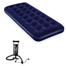 Image of Bestway Single Flocked Airbed Inflatable Mattress Blow Up Camping Air Bed Pump