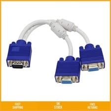 Image of VGA Splitter Y Cable 1 Male to 2 Female Screen Duplication 0.5 FT