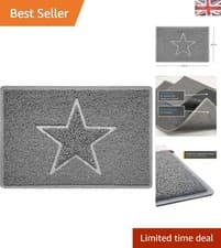 Image of Durable 60x40cm Grey Star Pattern Doormat - Quick Drying & Easy to Clean