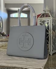 Image of Tory Burch Ella Bio Color Block Light Granite Moongaze Small Tote Size OS